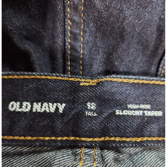 Old Navy Jeans Womens 12 Tall High Rise Slouchy‎ Taper Button Fly Denim Pants - Picture 5 of 8